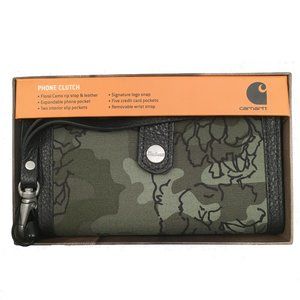 NEW! Carhartt Phone Clutch!  Floral  Camo  Shades of Green & Black  61-CH2254